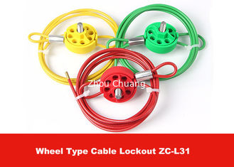 China 119g 2m ABS Red Wheel Type Cable Lockout with UV Resistance PVC Coating for Industrial supplier
