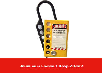 China Six Holes Yellow Aluminum Alloy Safety Lockout Hasp with Lable on Both Sides supplier