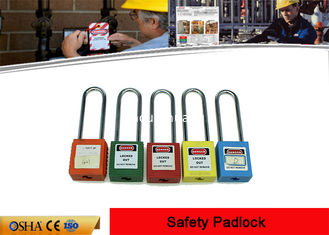 China PA Body 76mm Long Steel Shackle Safety Lockout Padlocks with PVC Tag supplier