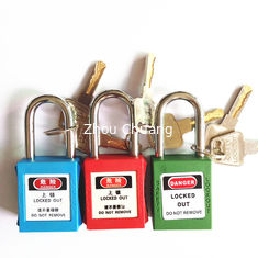 China Xenoy Body Steel Shackle Differnt Key Safety Lockout Padlocks with English PVC Tag supplier