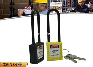 China Yellow and Black Colour English PVC Tag Safety Lockout Padlocks 76mm Sahckle Length supplier