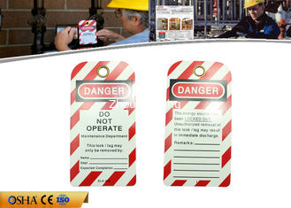 China Osha Danger PVC Lock Out Tags With English Language Red / White Color supplier