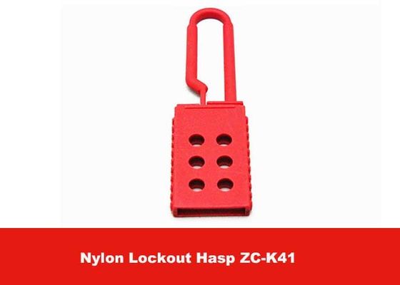 Red Color Six holes Non-conductive Nylon Safety Lock Out Hasp supplier