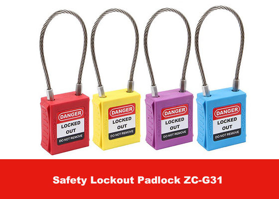 100mm Stainless Steel Cable Shackle Lockout Padlock , Customzied Cable Length is Available supplier