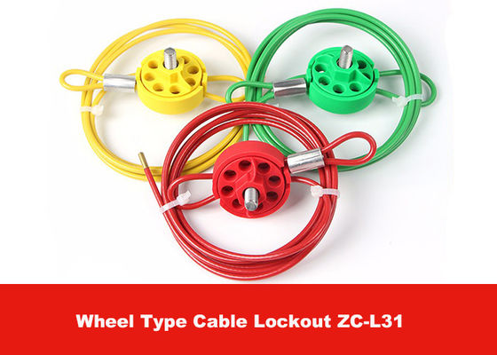 119g 2m ABS Red Wheel Type Cable Lockout with UV Resistance PVC Coating for Industrial supplier