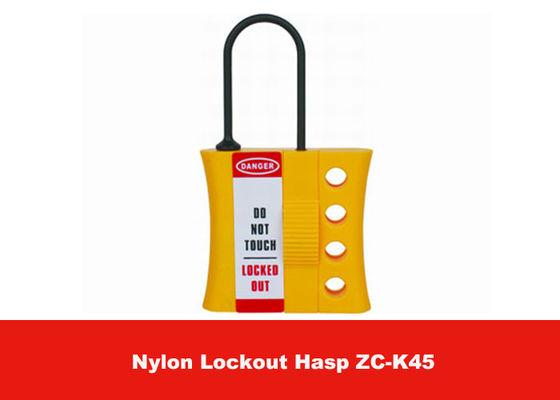 Yellow Color 3mm Thin Shackle Diameter Nylon Lockout Hasp with Luminous PVC Tag supplier