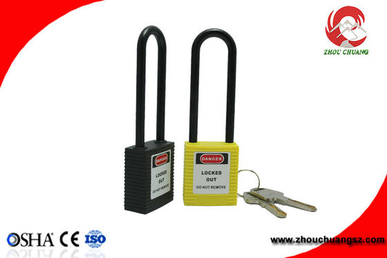 Cheap Colourful Non-conductive PA Material Long Shackle Padlocks supplier