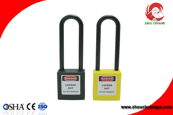 Cheap Colourful Non-conductive PA Material Long Shackle Padlocks supplier