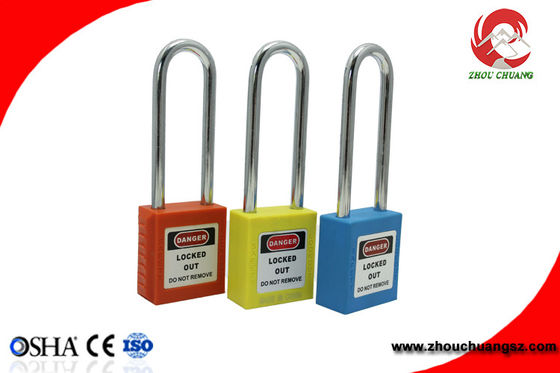 2018 Cheap Colourful Nylon PA Material 76mm Long Shackle Safety Padlocks supplier