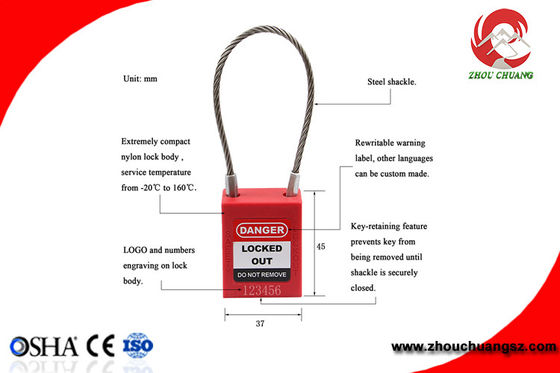 Lockout Tagout Safety Cable Lock , steel Cable Wire Lock 3mm Stainless Steel Cable Shackle supplier